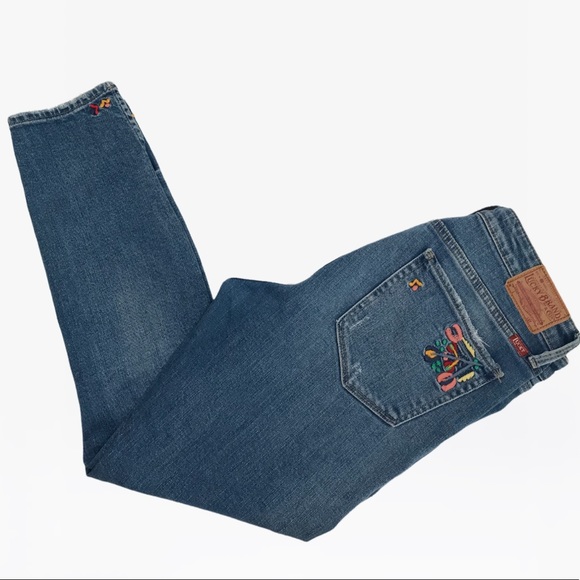 Lucky Brand Vintage Ava Embroidered Distressed Jeans - 4/27 - Picture 9 of 16